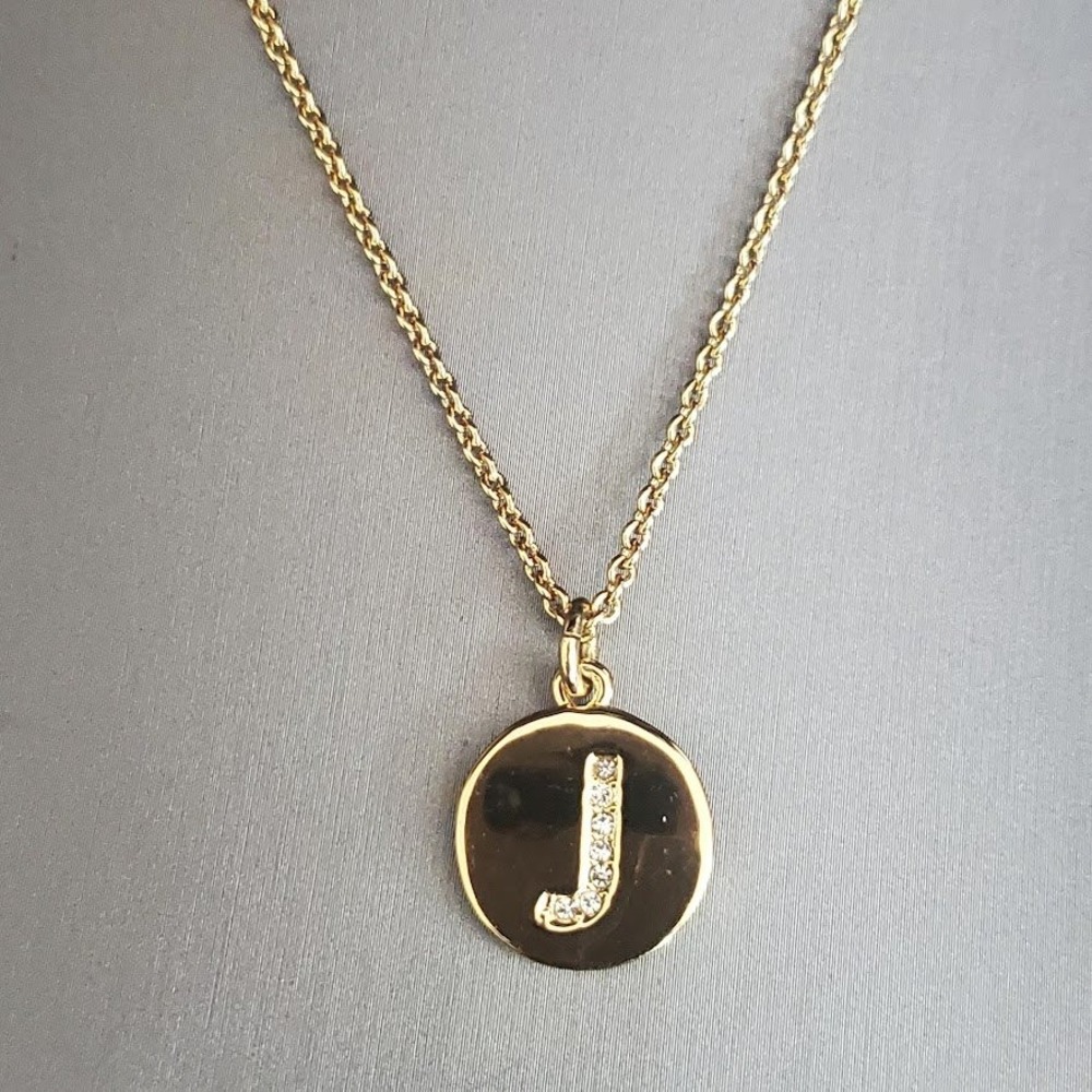 Kate Spade Crystal Initial J Pendant Necklace Gold Plated One In A Million
